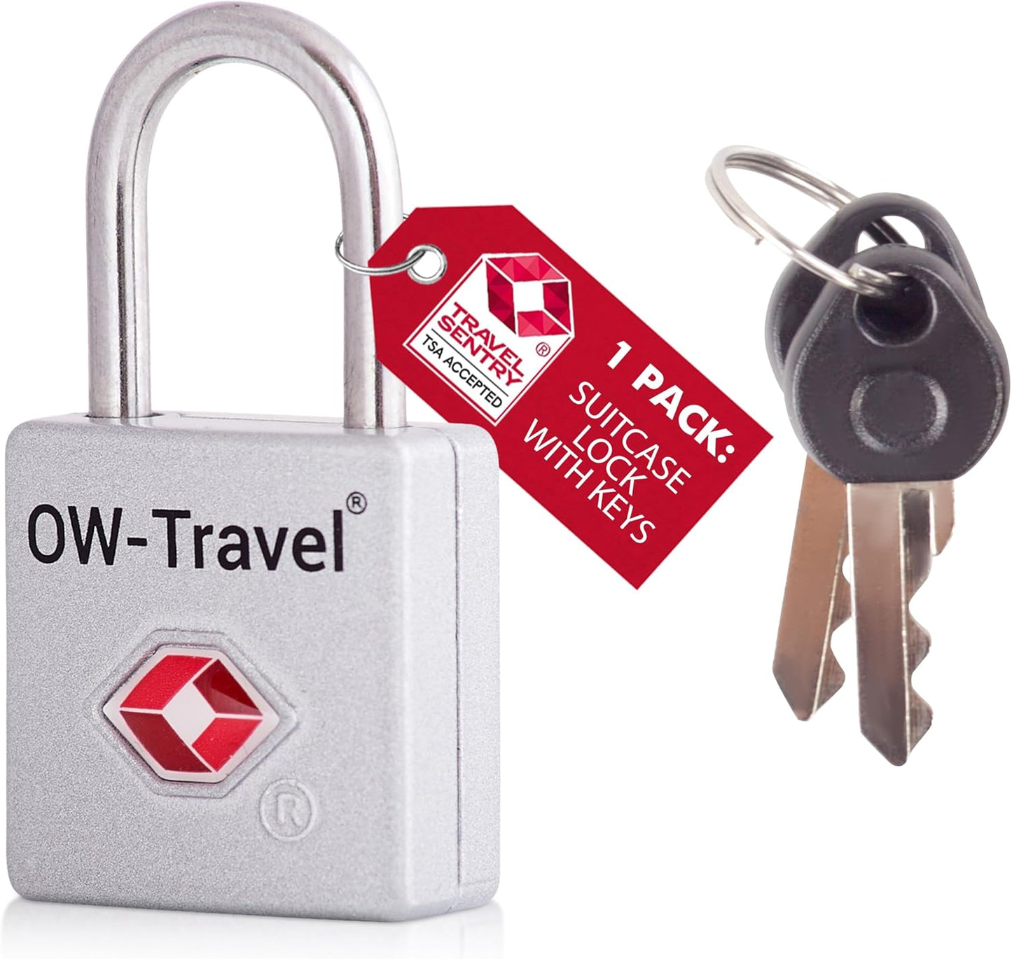 ✅ TSA Key Padlock - Heavy Duty Lock - Travel Sentry Approved for Suitcases, Luggage, Gym Lockers and Tool Boxes - One-Wear, OW-Travel