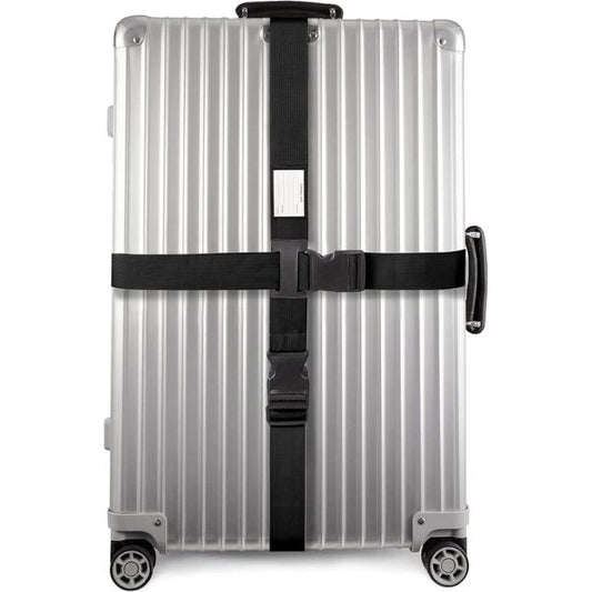 ✅ Heavy Duty Luggage Cross Strap Suitcase Belts - with Personalised Baggage Claim Identifier Address Label (Black) - One-Wear, OW-Travel