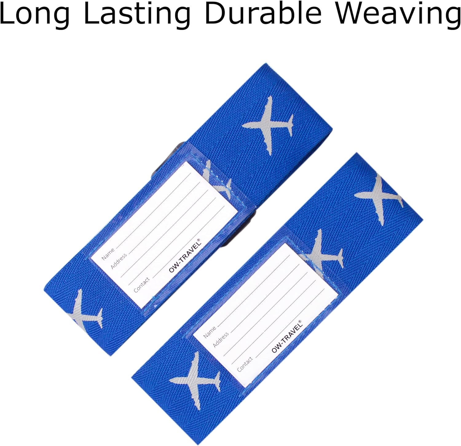 ✅ Heavy Duty Luggage Cross Strap Suitcase Belts - with Personalised Baggage Claim Identifier Address Label (Blue) - One-Wear