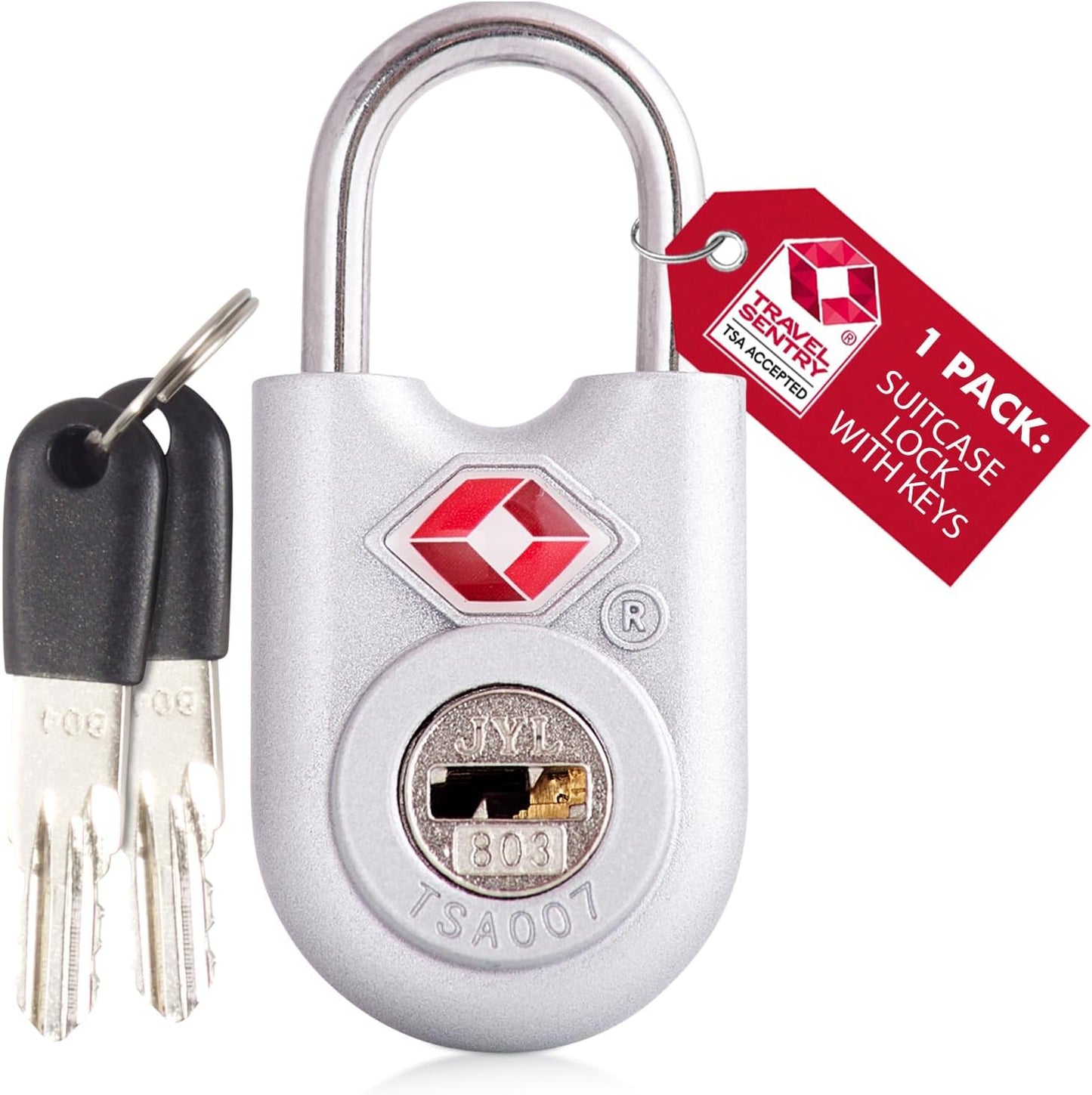 ✅ TSA Key Padlock - Heavy Duty Lock - Travel Sentry Approved for Suitcases, Luggage, Gym Lockers and Tool Boxes - One-Wear, OW-Travel