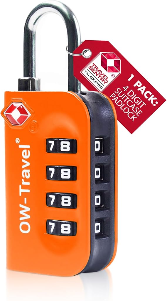 TSA luggage locks Orange 4 dial padlock for suitcases backpacks