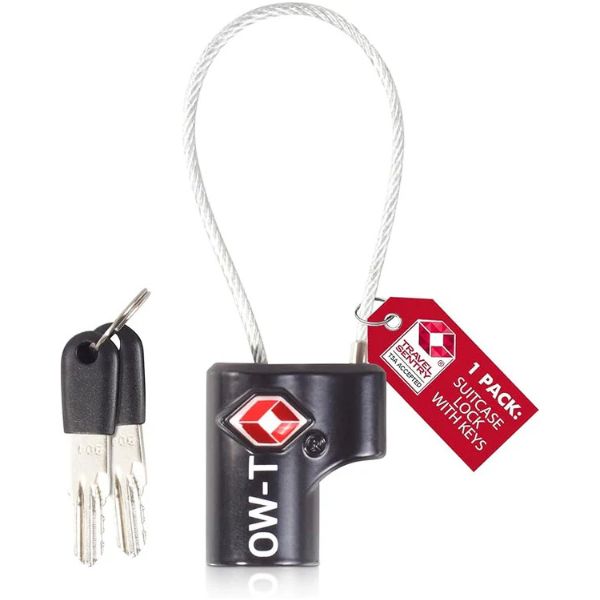 TSA luggage locks. Small black key cable padlocks for suitcases