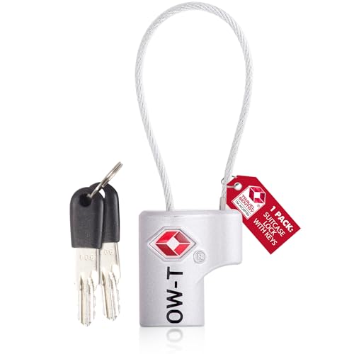 ✅ TSA Key Cable Padlock - Heavy Duty Travel Sentry Approved Lock for Suitcases, Luggage, Gym Lockers and Tool Boxes - One-Wear, OW-Travel