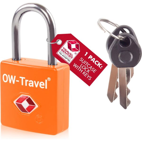 ✅ TSA Key Padlock - Heavy Duty Lock - Travel Sentry Approved for Suitcases, Luggage, Gym Lockers and Tool Boxes - One-Wear, OW-Travel