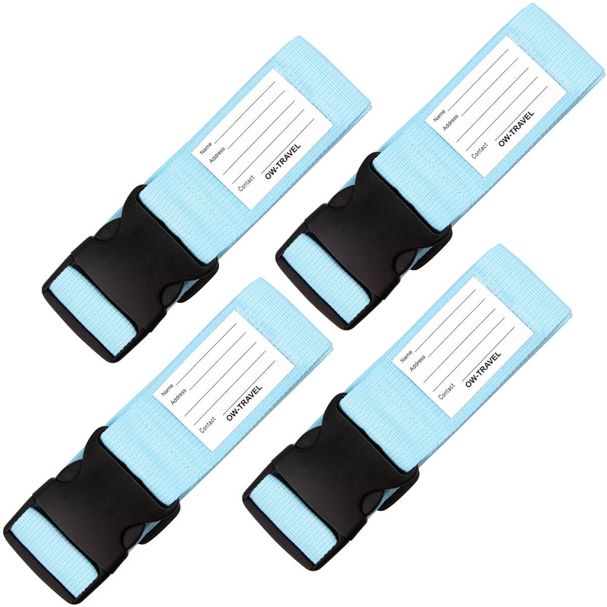 ✅ Heavy Duty Luggage Strap Suitcase Belts - with Personalised Baggage Claim Identifier Address Label (Bright Blue) - One-Wear