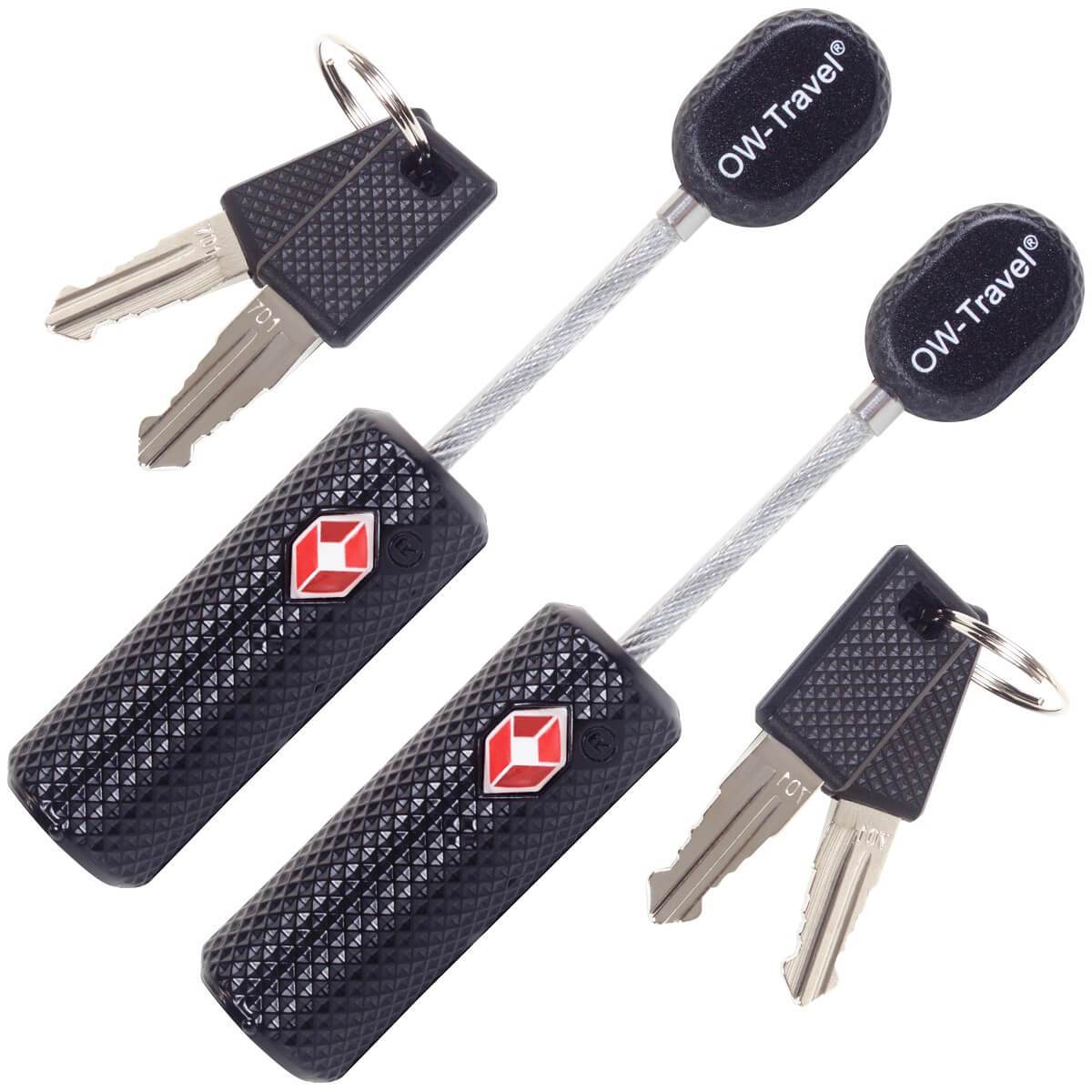 TSA luggage locks Black key cable padlocks for suitcases backpack OW Travel