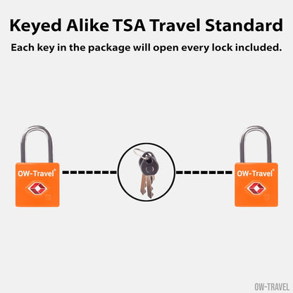 TSA luggage locks. Mini orange key travel padlocks for suitcases bags