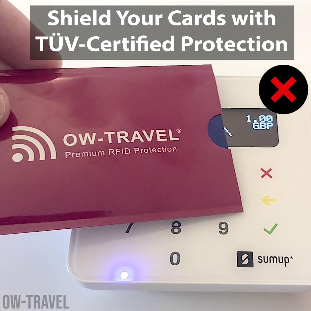 Pink RFID blocking contactless credit card security protector sleeves