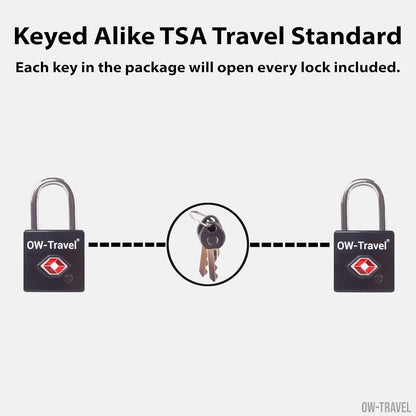 TSA luggage locks. Mini black key travel padlocks for suitcases bags