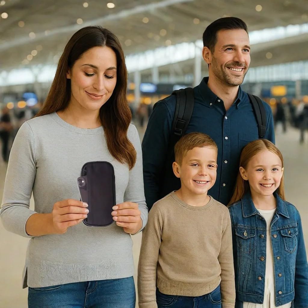 Black Passport Holder Travel Wallet Organiser with RFID Protection.