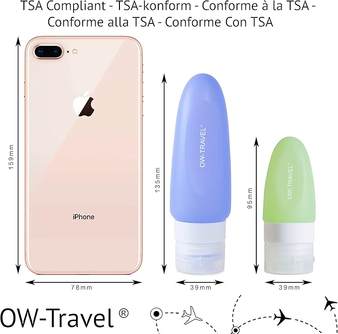 Silicone travel bottles. Leakproof refillable TSA Compliant 4 pcs