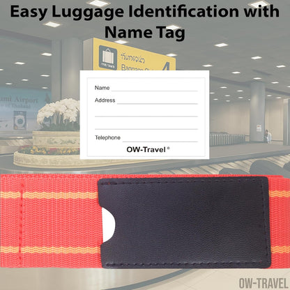 Red / Yellow TSA luggage strap. Lockable suitcase belts for added security