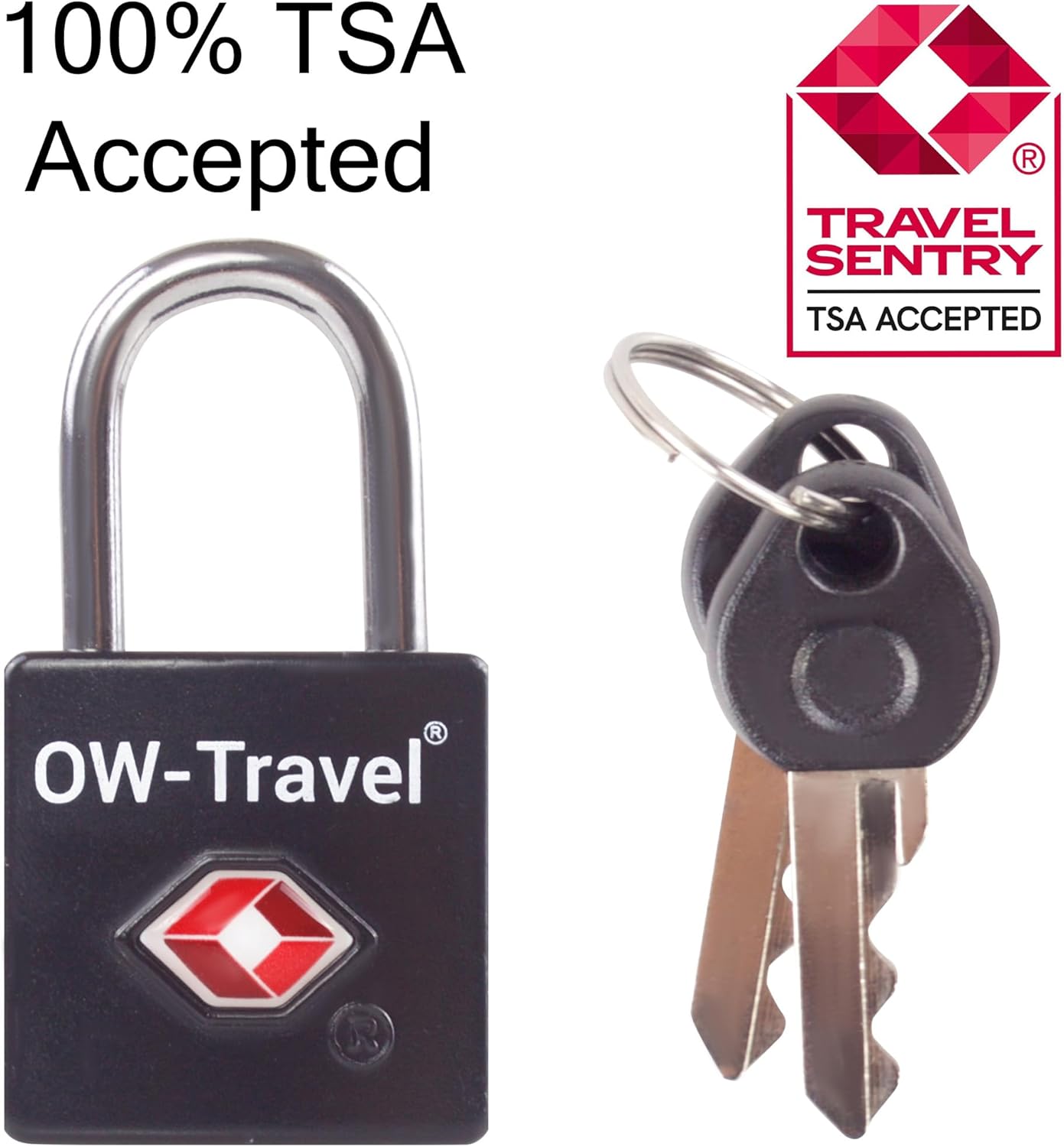 TSA luggage locks. Mini black key travel padlocks for suitcases bags