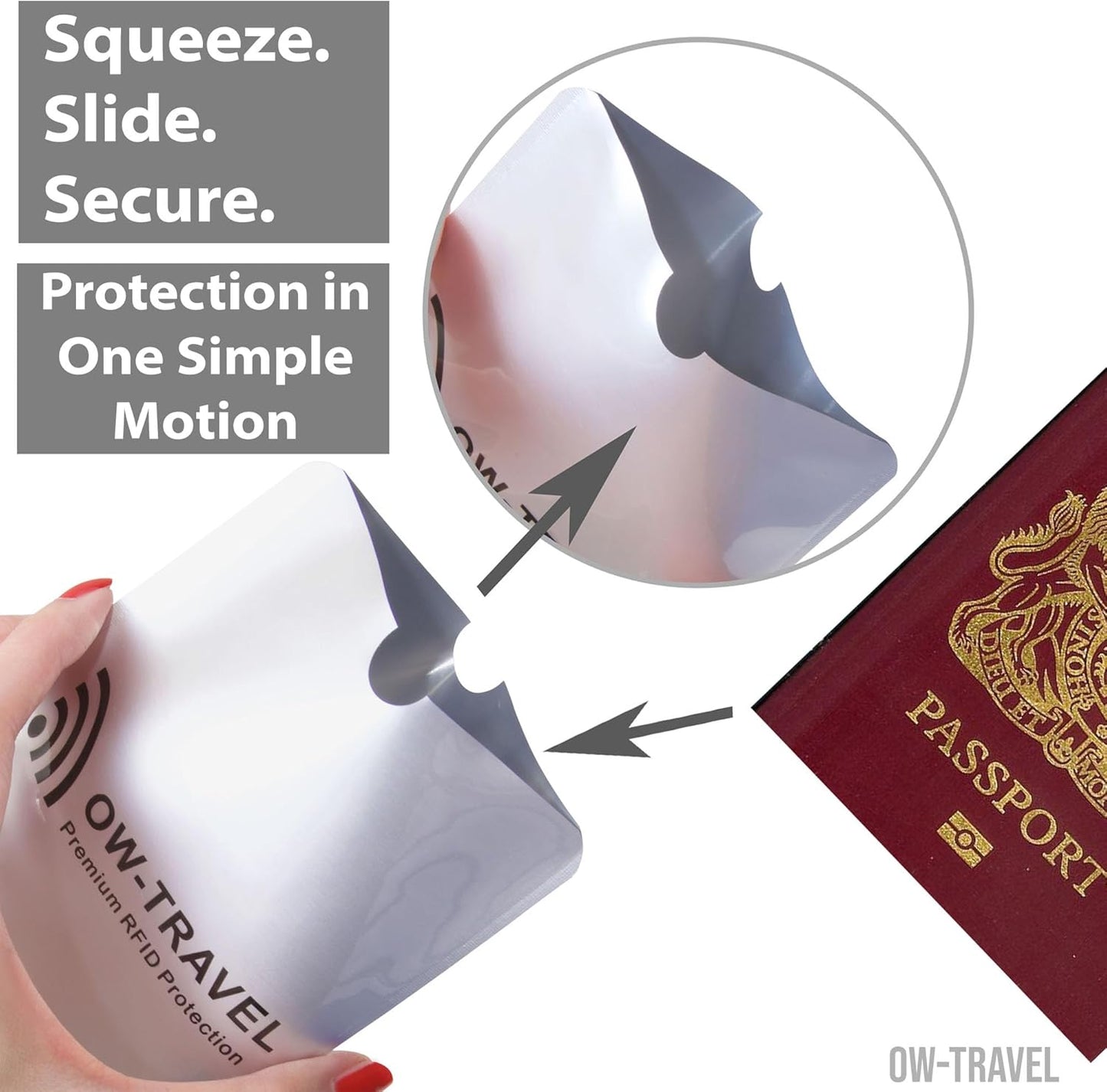 RFID blocking passport protector sleeves. Contactless fraud protection