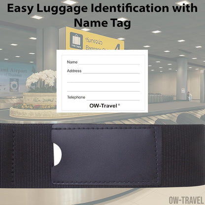 Black TSA luggage strap. Lockable suitcase belts for added security