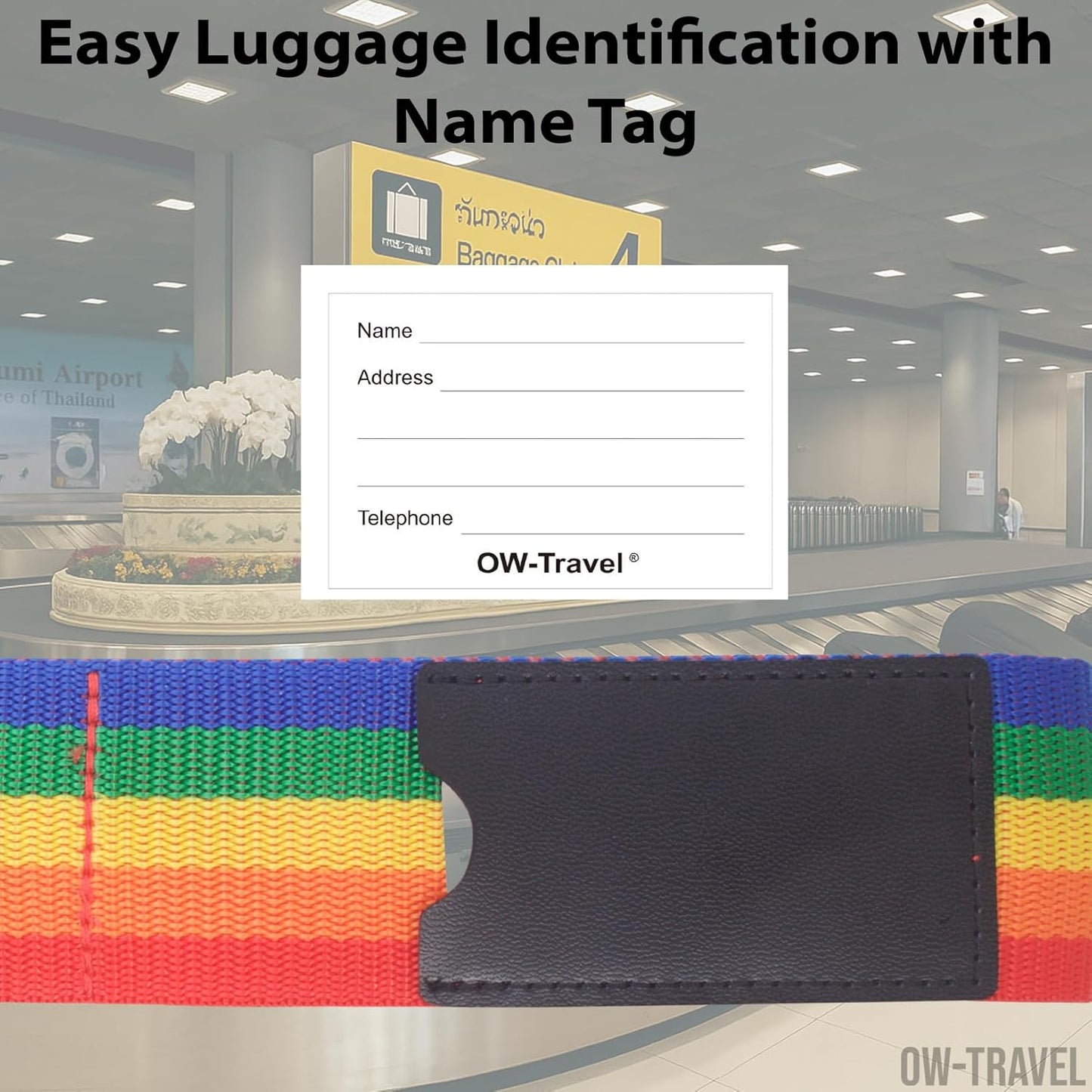 Rainbow TSA luggage strap. Lockable suitcase belts for added security