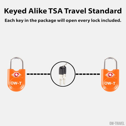TSA luggage locks.Small orange key travel padlocks for suitcases bags
