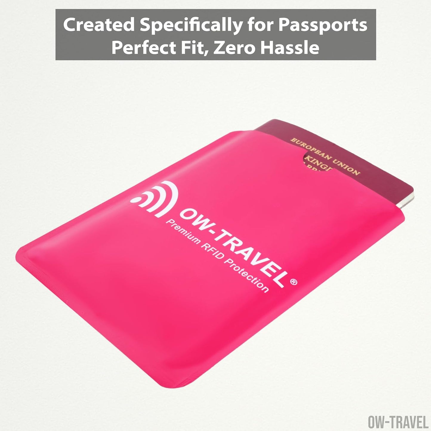 Pink RFID blocking passport protector sleeves. Contactless protection