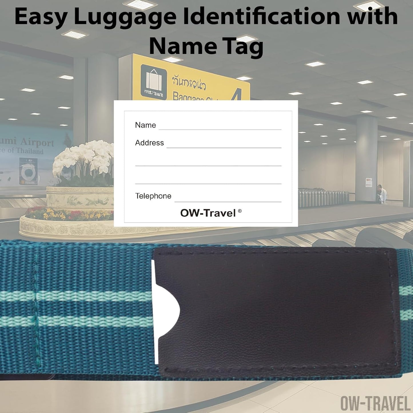Green / Blue TSA luggage strap. Lockable suitcase belts for added security