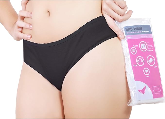 Disposable black travel underwear. Cotton knickers briefs and panties 5pcs
