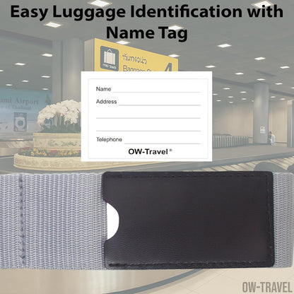 Grey TSA luggage strap. Lockable suitcase belts for added security
