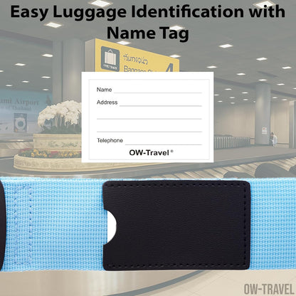 Blue TSA luggage strap. Lockable suitcase belts for added security