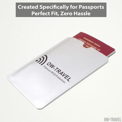 RFID blocking passport protector sleeves. Contactless fraud protection