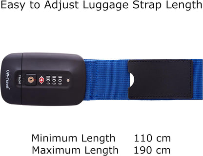 Dark Blue TSA luggage strap. Lockable suitcase belts for added security