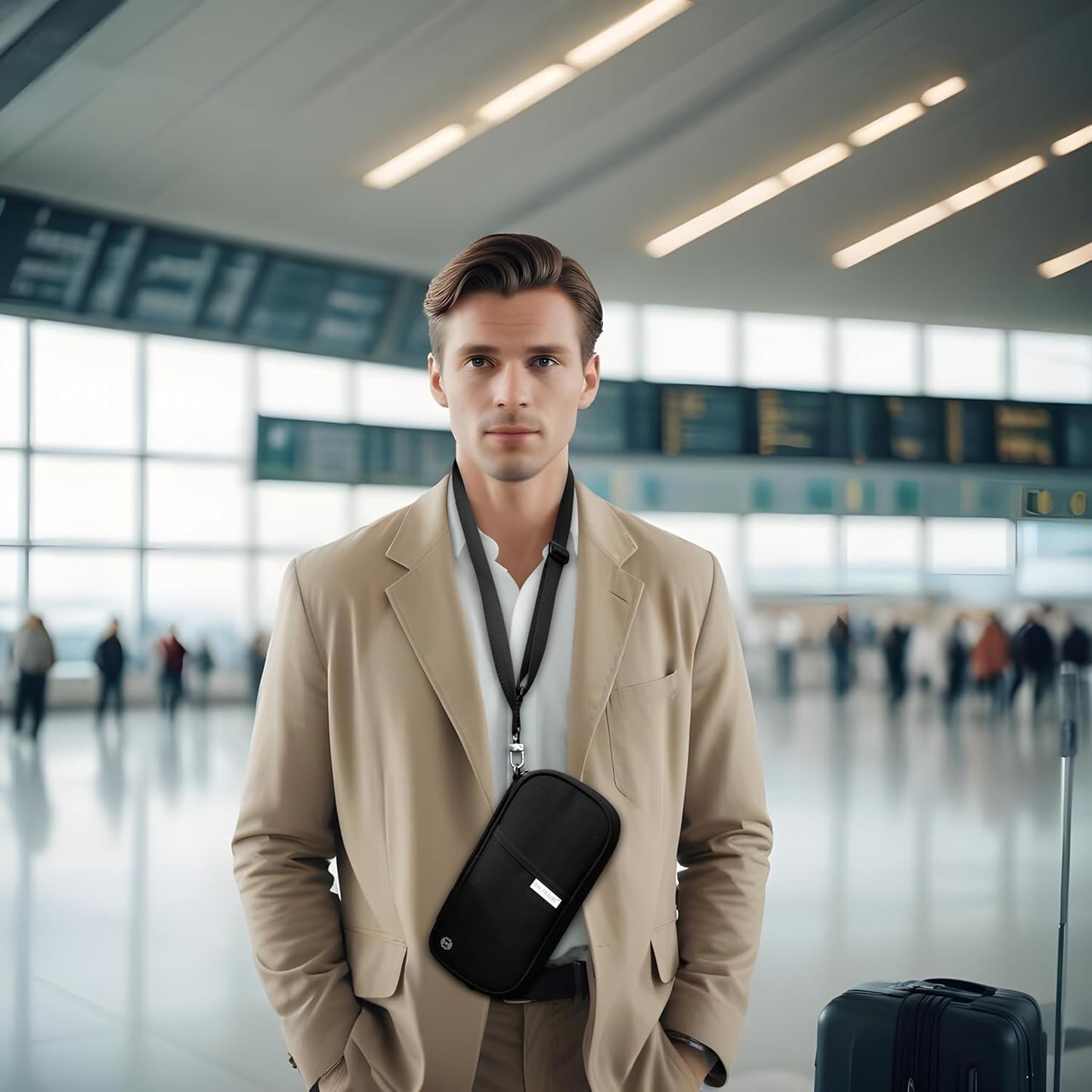 Black Passport Holder Travel Wallet Organiser with RFID Protection.