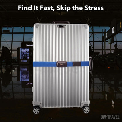 Dark Blue TSA luggage strap. Lockable suitcase belts for added security