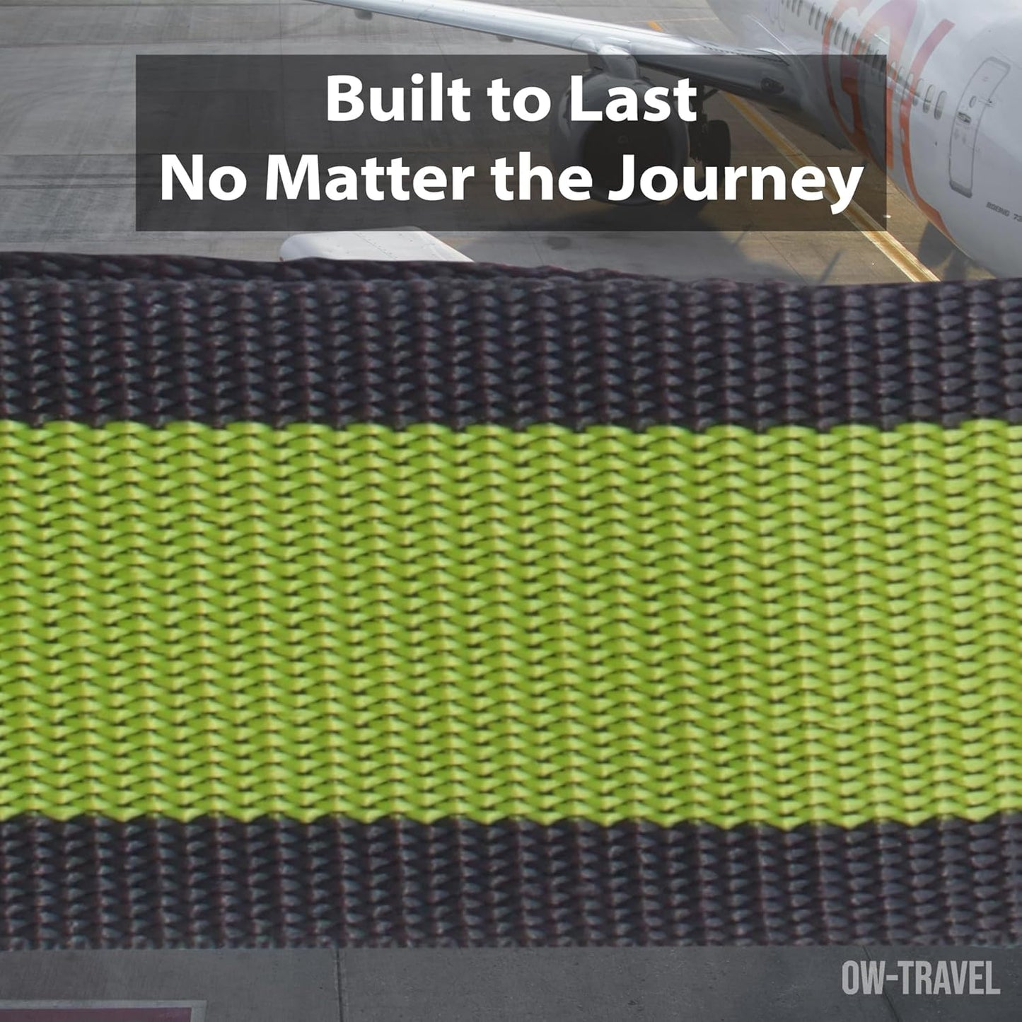 Green / Grey TSA luggage strap. Lockable suitcase belts for added security