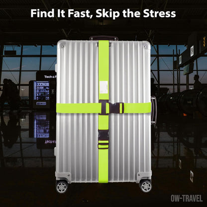 Green luggage cross strap suitcase belts with baggage label case tag