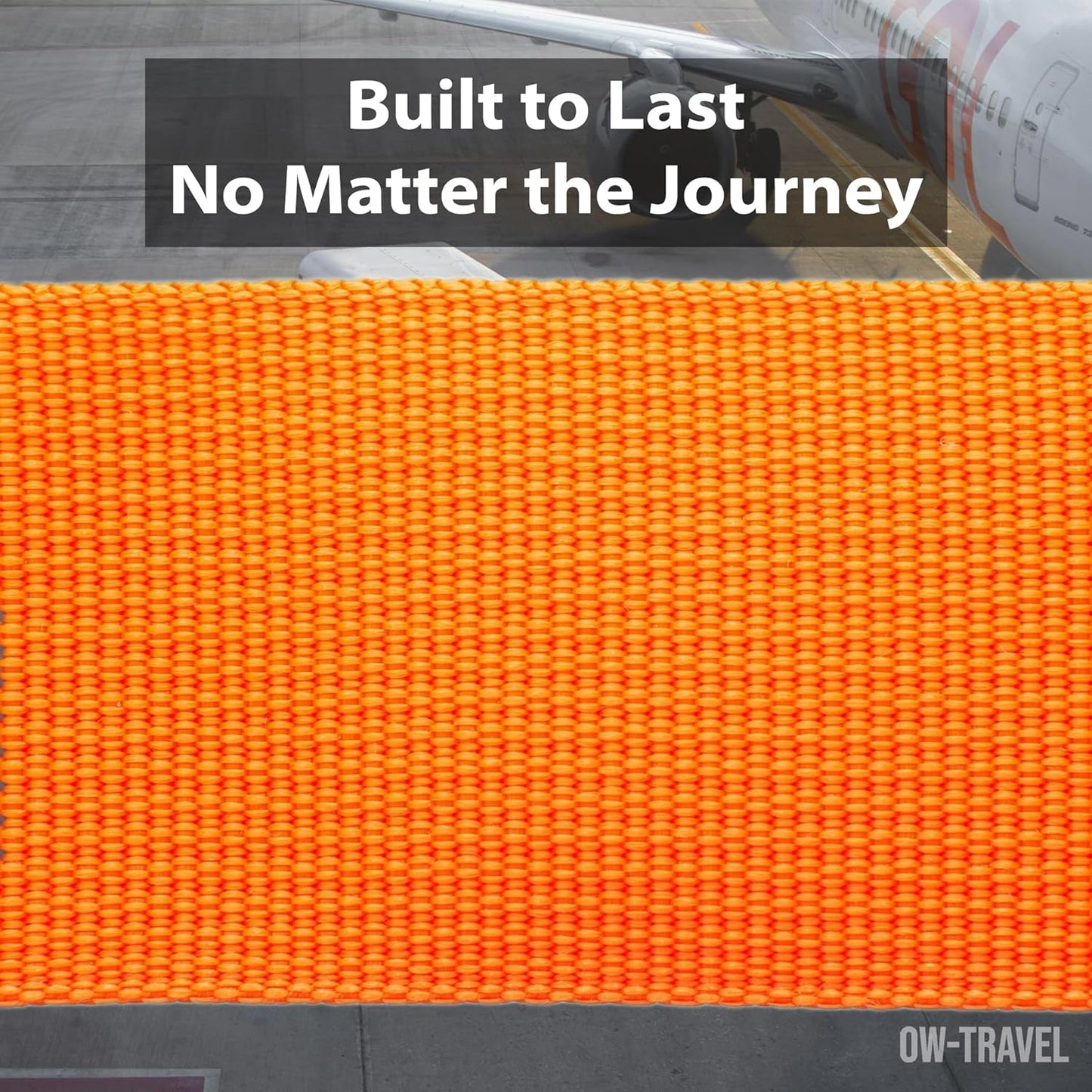 Orange TSA luggage strap. Lockable suitcase belts for added security
