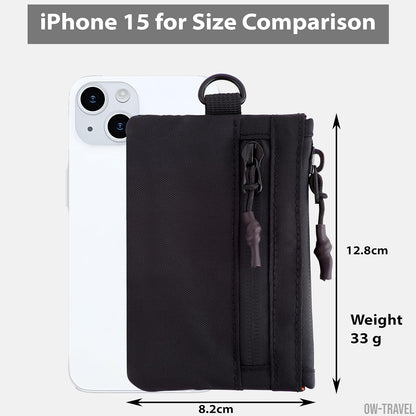 Black RFID Card Wallet Small Coin Compartment.