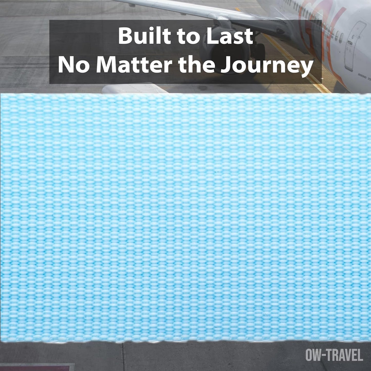 Blue TSA luggage strap. Lockable suitcase belts for added security