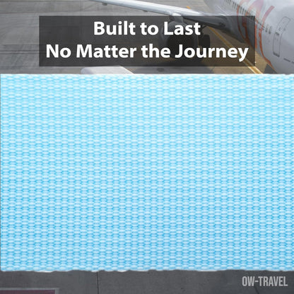 Blue TSA luggage strap. Lockable suitcase belts for added security