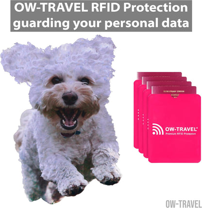 Pink RFID blocking passport protector sleeves. Contactless protection