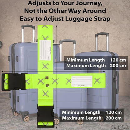Yellow luggage cross strap suitcase belts with baggage label case tag
