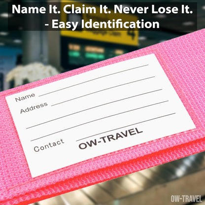 Pink luggage cross strap suitcase belts with baggage label address tag