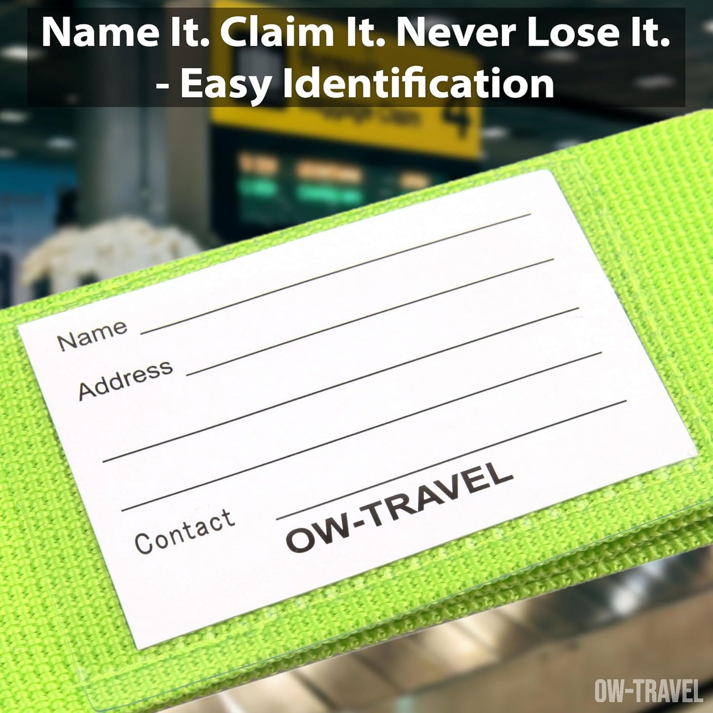 Green luggage strap suitcase belts with personalised baggage label tag