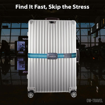 Green / Blue TSA luggage strap. Lockable suitcase belts for added security