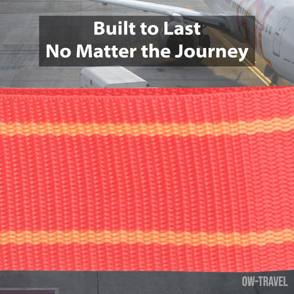 Red / Yellow TSA luggage strap. Lockable suitcase belts for added security