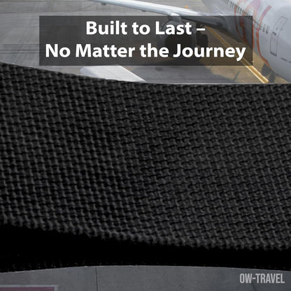 Black luggage cross strap suitcase belts with baggage label tag