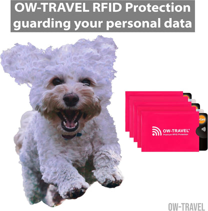 Pink RFID blocking contactless credit card security protector sleeves