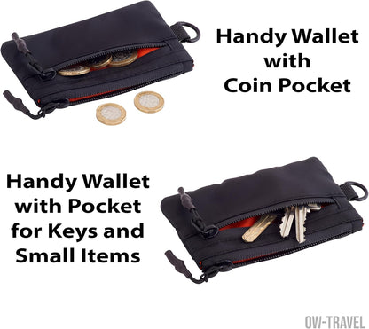 Black RFID Card Wallet Small Coin Compartment.