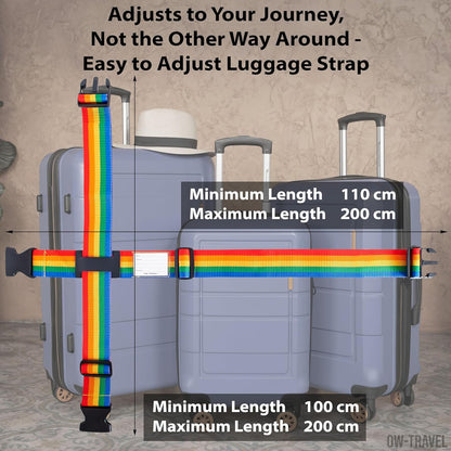Rainbow luggage cross strap suitcase belts with baggage label tag