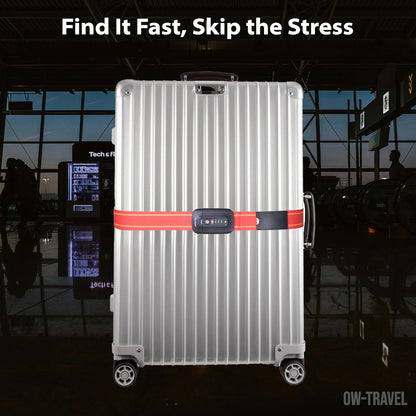 Red / Yellow TSA luggage strap. Lockable suitcase belts for added security
