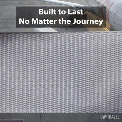 Grey TSA luggage strap. Lockable suitcase belts for added security