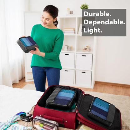 Black packing cubes for suitcases. Travel storage organiser bags 5 pcs