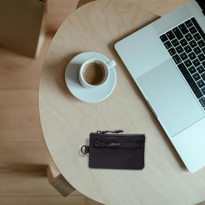 Black RFID Card Wallet Small Coin Compartment.